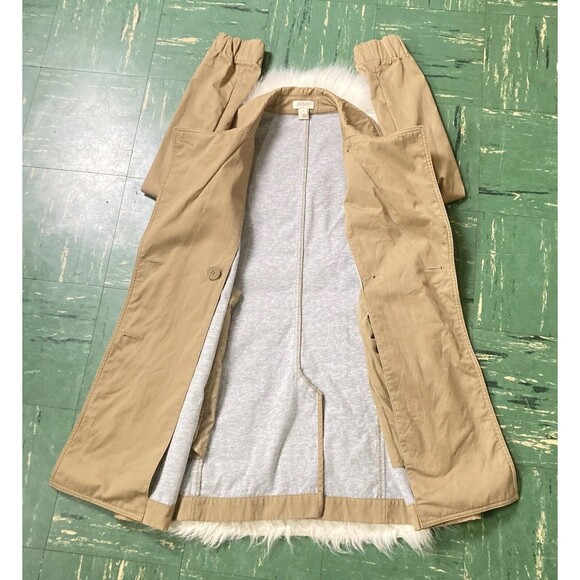 J CREW Factory $168 Bonded Trench Coat C8511 Long Jacket Khaki Tan Womens Size 4 - Picture 2 of 9